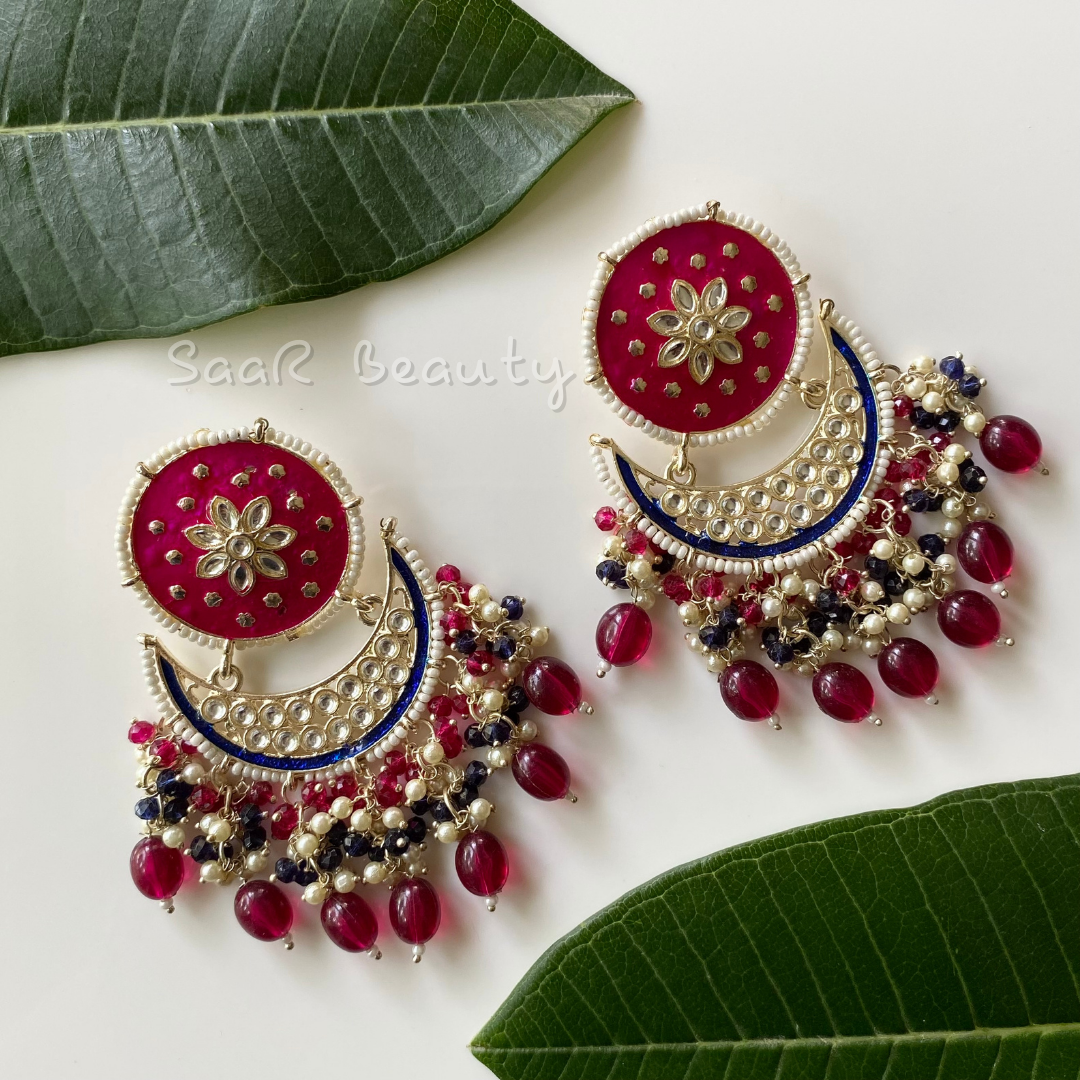 VAISHALI MEENAKARI CHAND BALI DEEP RED