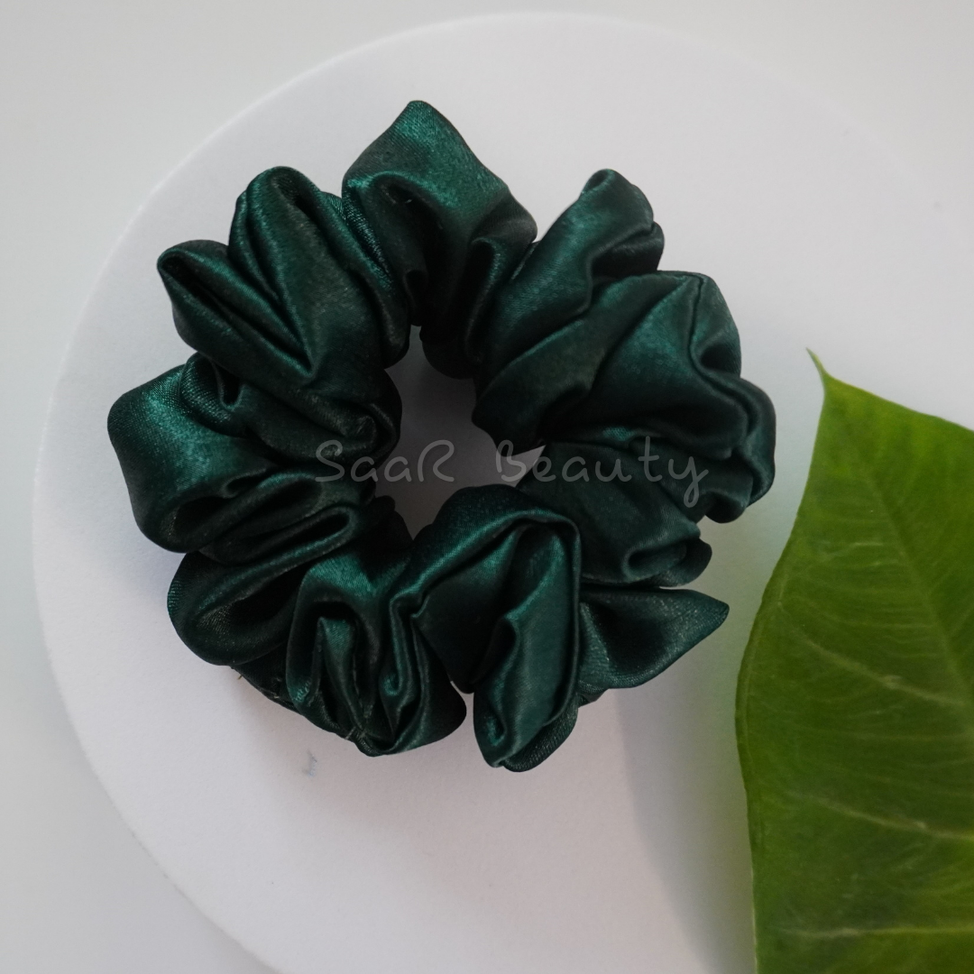 LARGE FLUFFY SATIN SCRUNCHIES DARK SHADES