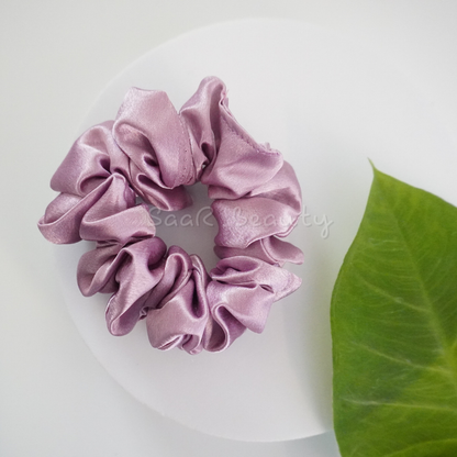 LARGE FLUFFY SATIN SCRUNCHIES DARK SHADES