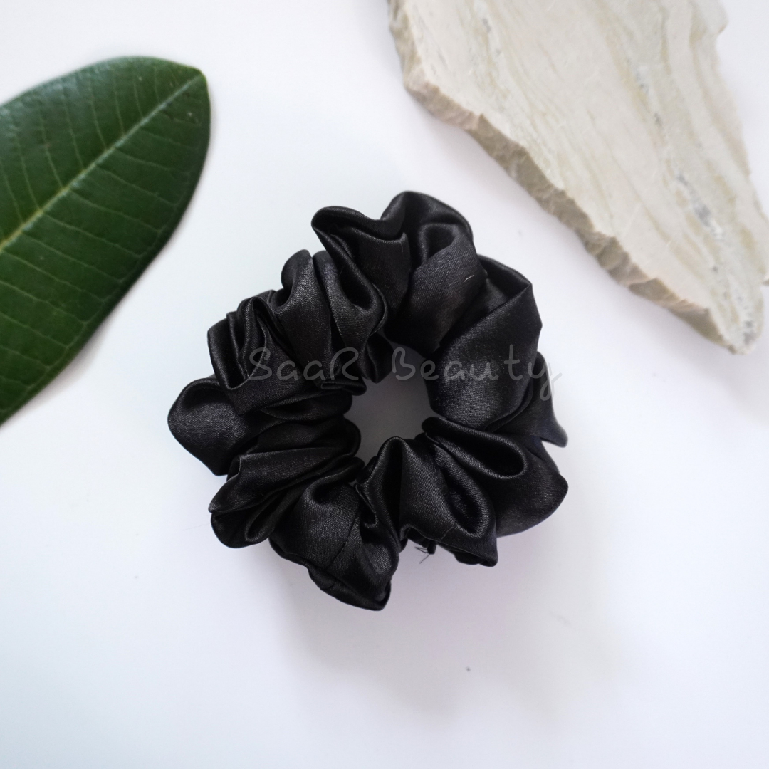 LARGE FLUFFY SATIN SCRUNCHIES DARK SHADES