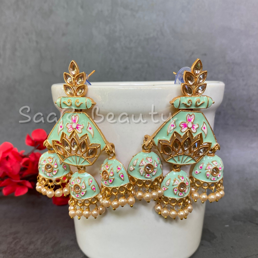 CHITRALEKHA MEENAKARI JHUMKA - PASTEL GREEN