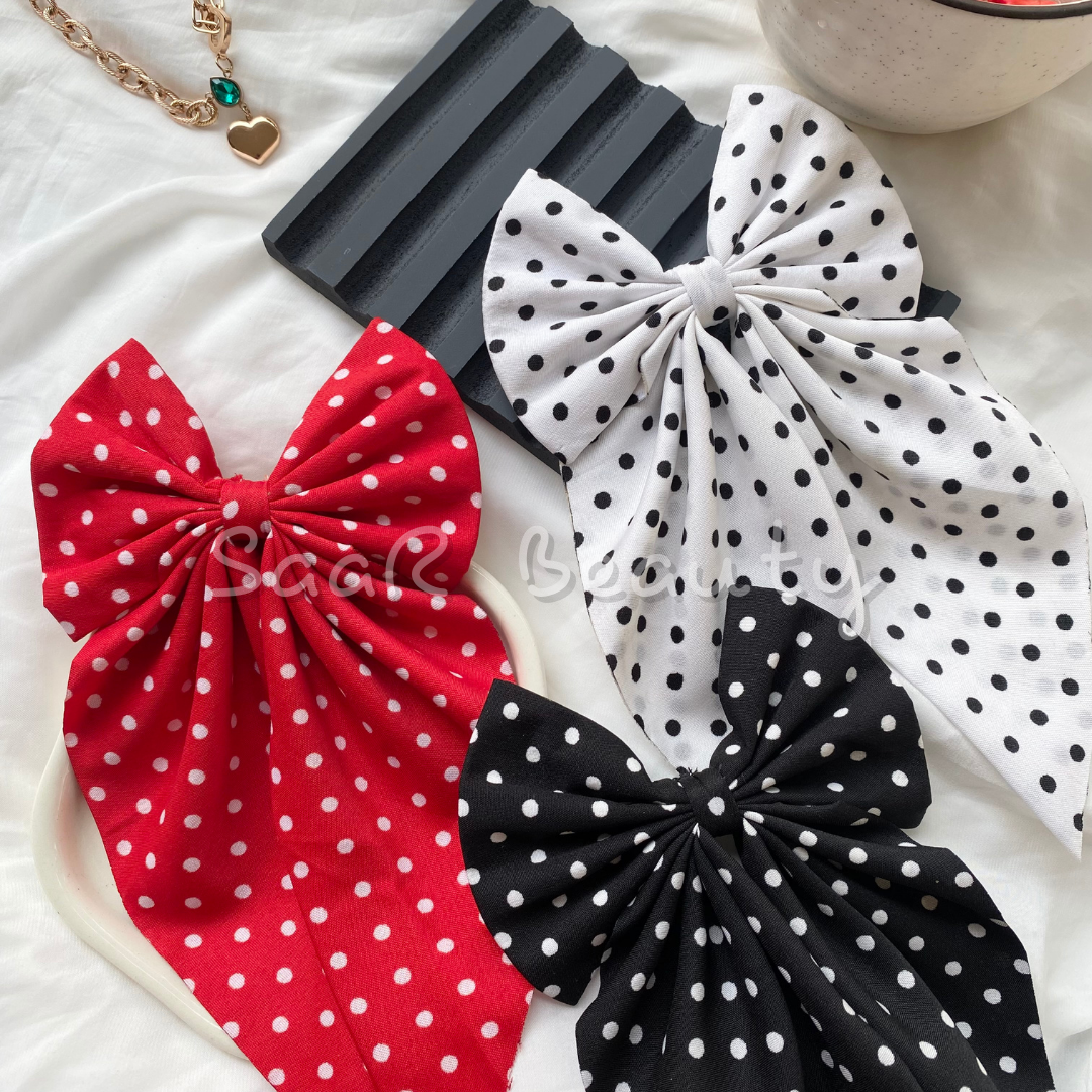 POLKA DOTS LARGE BOW CLIP