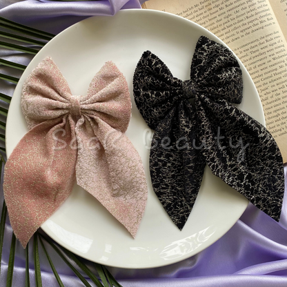 JUMBO VELVET SHIMMER BOW CLIP