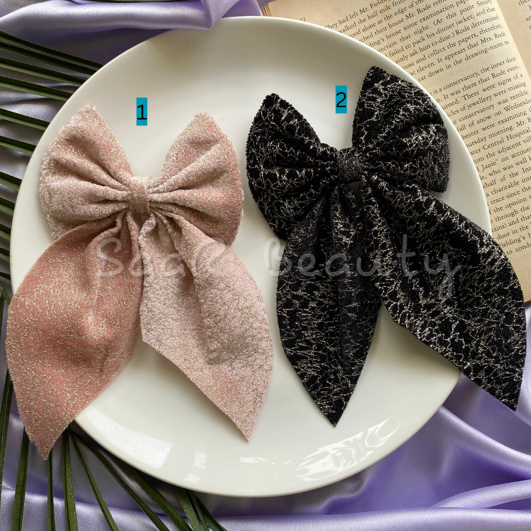 JUMBO VELVET SHIMMER BOW CLIP