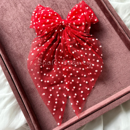 SaaR Beauty 3-Layered Polka Dots Bow Clip for Women | High-Quality Hair Accessory - 6 Unique Designs