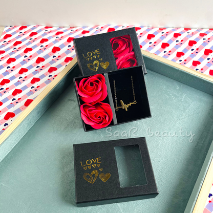 SaaR Beauty Valentine’s Gift Box – Elegant Multipurpose Gift Packaging with Artificial Roses for Jewelry, Chocolates & More