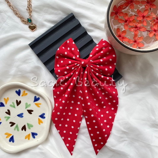 POLKA DOTS LARGE BOW CLIP