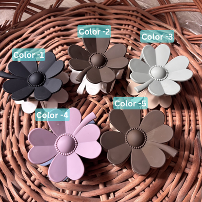 SaaR Beauty Dual Tone Daisy Hair Clutcher | Matte Flower Hair Claw Clip for Women &amp; Girls