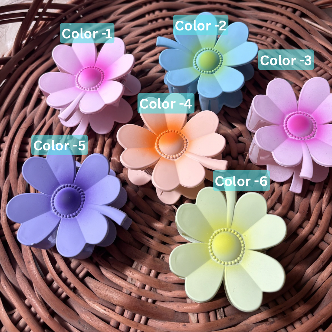 SaaR Beauty Daisy Bloom Matte Hair Clutcher | Large Floral Hair Claw Clip for Women &amp; Girls