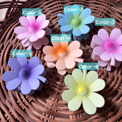 SaaR Beauty Daisy Bloom Matte Hair Clutcher | Large Floral Hair Claw Clip for Women &amp; Girls