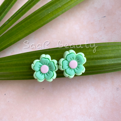 DUAL FLOWER TOPS STUD EARRINGS