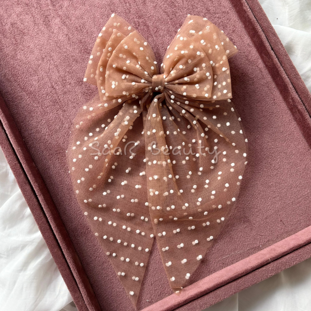 SaaR Beauty 3-Layered Polka Dots Bow Clip for Women | High-Quality Hair Accessory - 6 Unique Designs