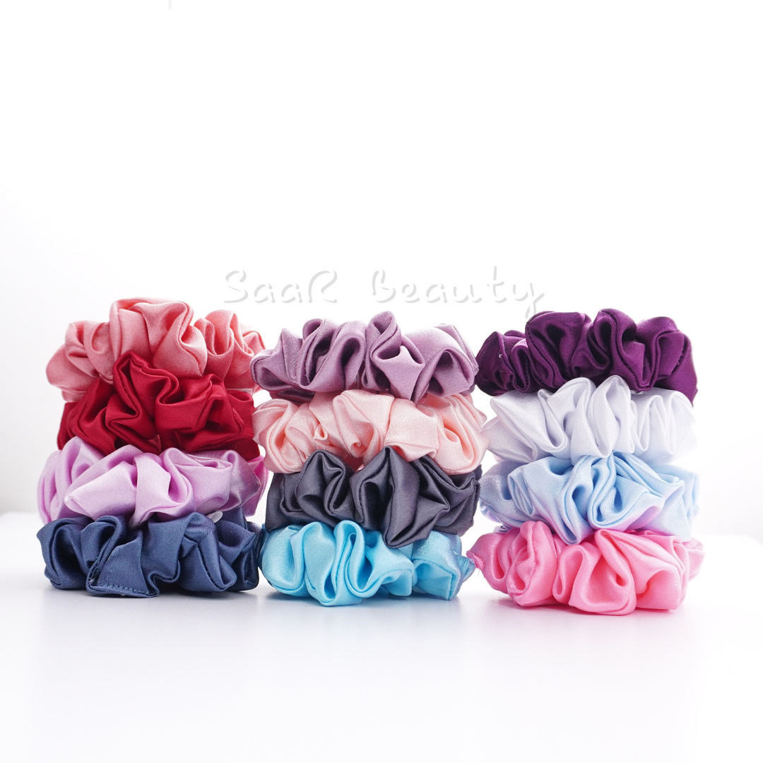 SaaR Beauty Fluffy Silk Satin Scrunchies – Soft, Luxurious, and Perfect for All Hair Types