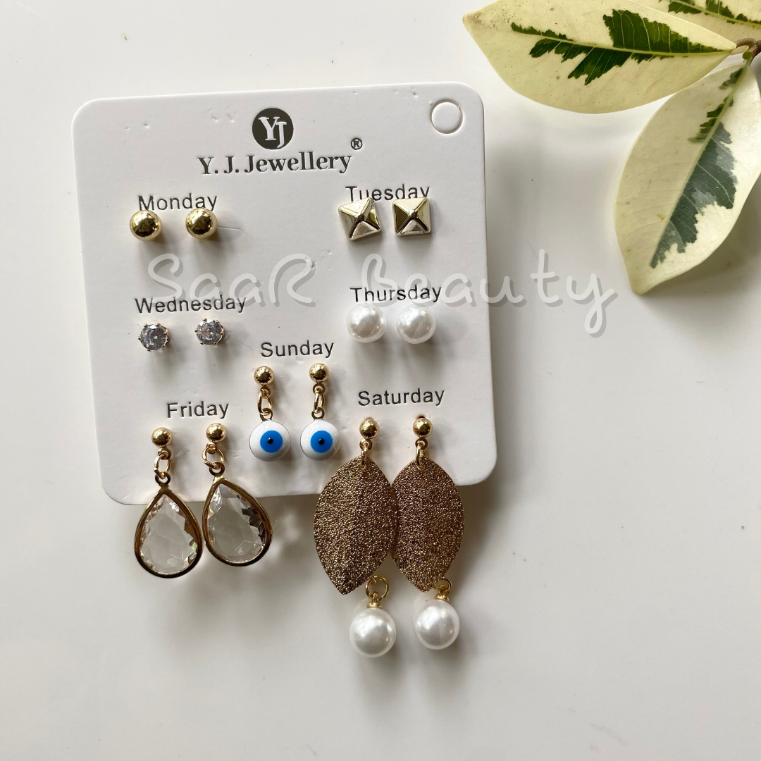 7 DAYS EVIL EYE AND PEARL EARRINGS