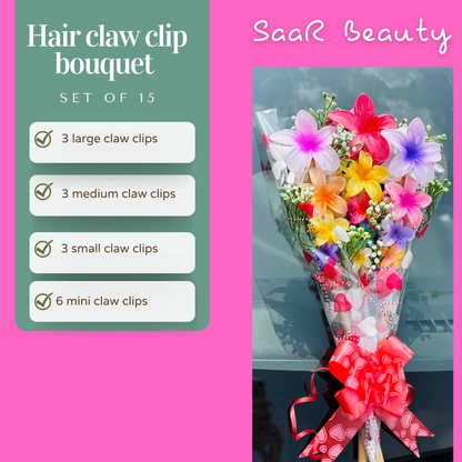Exclusive Anniversary Surprise Flower Claw Clip Bouquet with Viral Butterfly Clutcher – Set of 15 Hair Accessories | Romantic Gift for Her