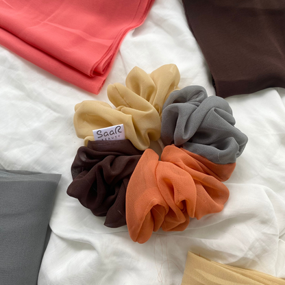 Multicolored Fluffy Georgette Scrunchies – Coffee Shade Collection