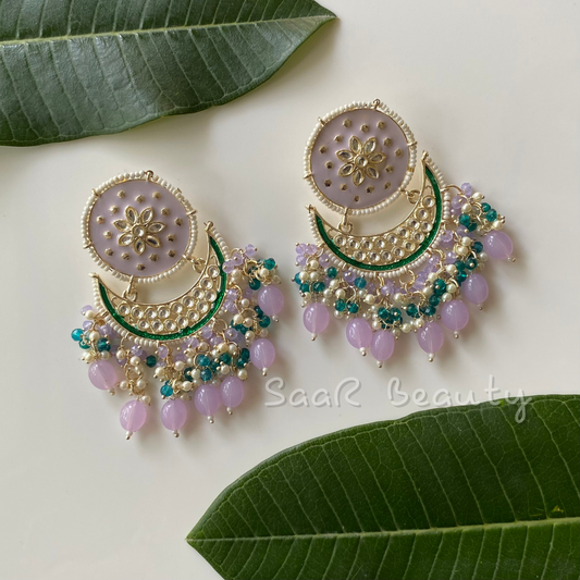 VAISHALI MEENAKARI CHAND BALI PASTEL BABY PURPLE