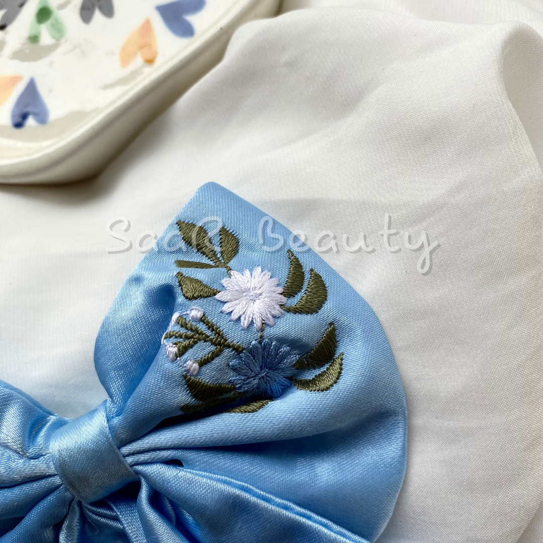 IN HOUSE HAND EMBROIDERY LUX BOW CLIP