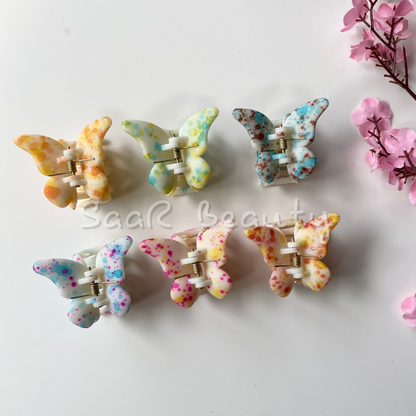 SHINNY QUIRKY PRINT BUTTERFLY CLAW