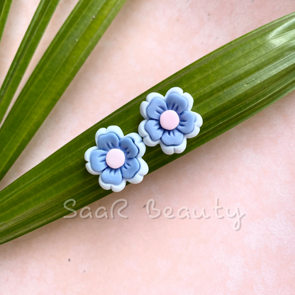 DUAL FLOWER TOPS STUD EARRINGS