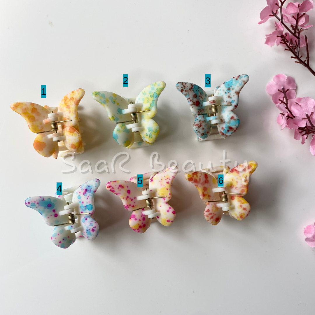 SHINNY QUIRKY PRINT BUTTERFLY CLAW