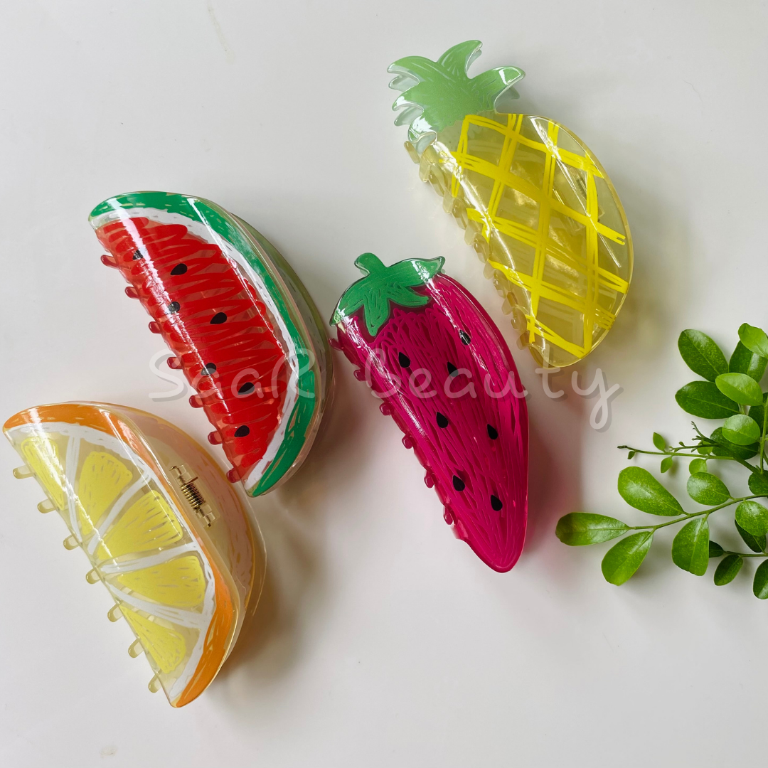 Vibrant Fruit-Themed Korean Hair Claw Clips for Women, Girls & Kids | Fun & Trendy Hair Accessories SUMMER FRUITS CUTS CLAW CLUTCHER