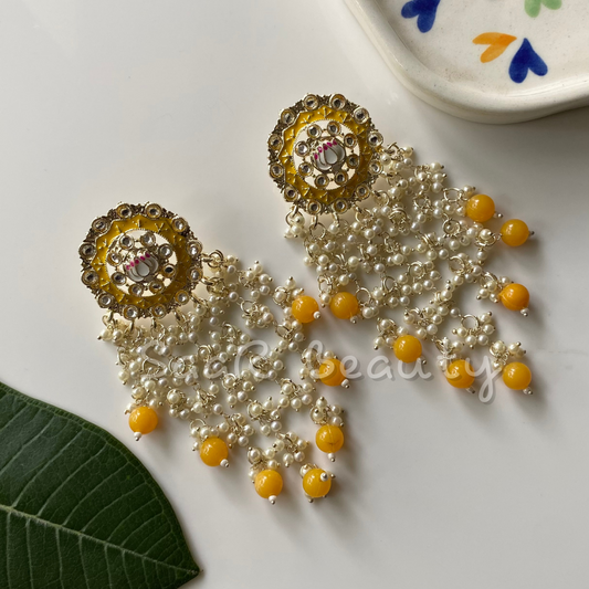 JEEVA MEENAKARI EARRINGS - YELLOW