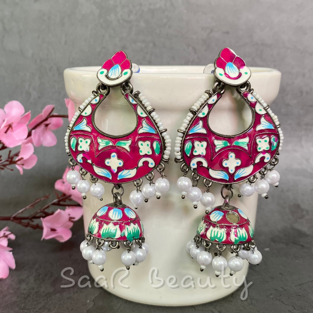 MEENAKARI HARI PRIYA JHUMKA - MAROON