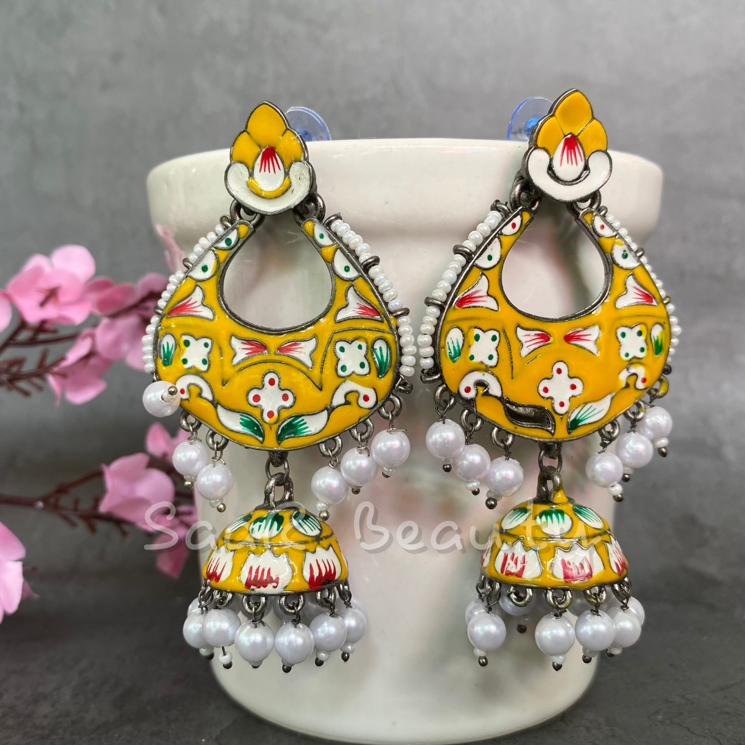 MEENAKARI HARI PRIYA JHUMKA - YELLOW