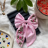 Pink Satin Bow Hair Clip – Floral Embroidery with Pearls – Saar Beauty
