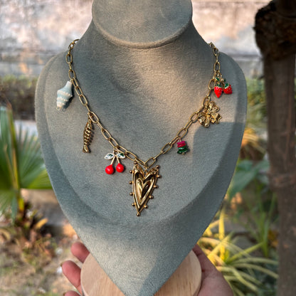SaaR Beauty HeartBloom Charm Chain Necklace