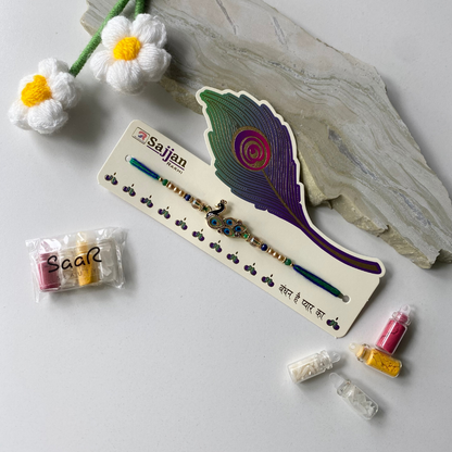 PREMIUM PEACOCK RAKHI SET WITH ESSENTIALS