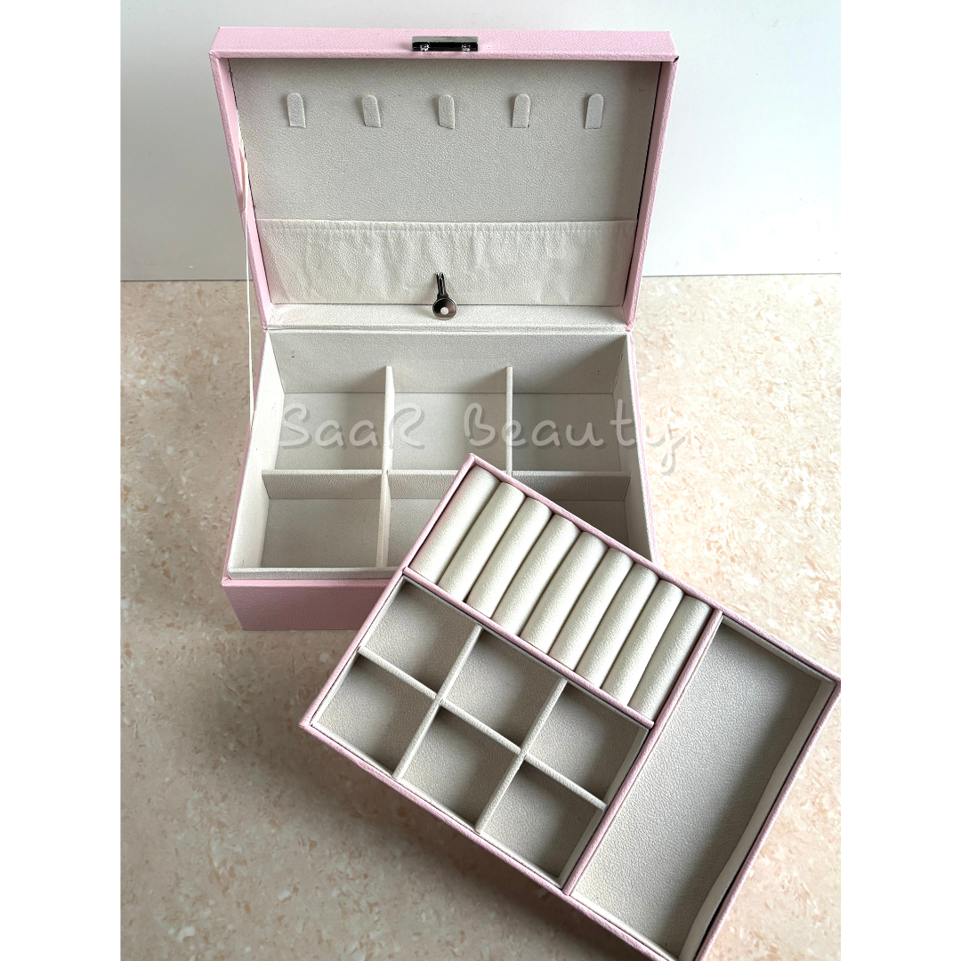 SaaR Beauty Leather Jewelry Organizer Box – Elegant Travel &amp; Home Storage for Rings, Earrings, Necklaces &amp; Bracelets