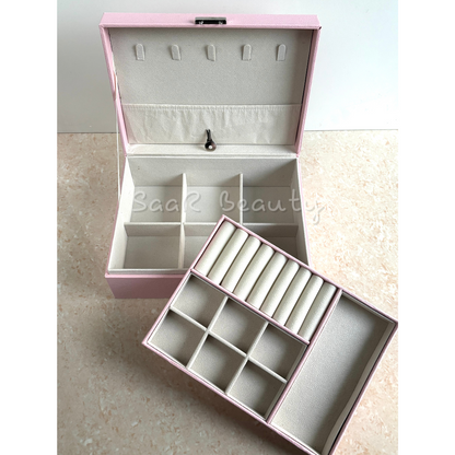 SaaR Beauty Leather Jewelry Organizer Box – Elegant Travel & Home Storage for Rings, Earrings, Necklaces & Bracelets