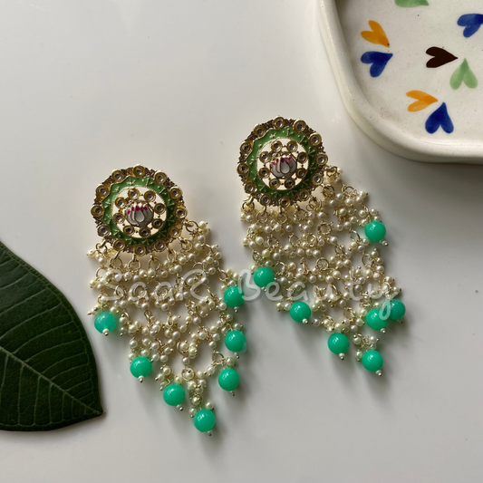 JEEVA MEENAKARI EARRINGS - GREEN