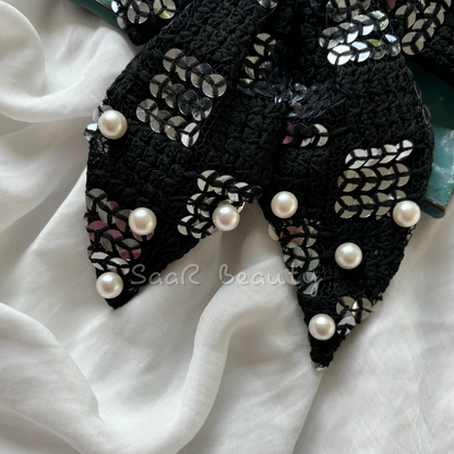 Pearl-Studded Fancy Bow Clip – Premium In-House Design by SaaR Beauty