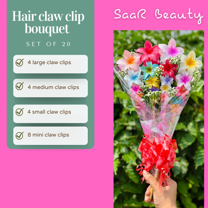 SaaR Beauty Flower Hair Claw Bouquet Collection – Stylish & Practical for All Hair Types – Perfect Valentine Gift – Set of 20 Hair Clutchers