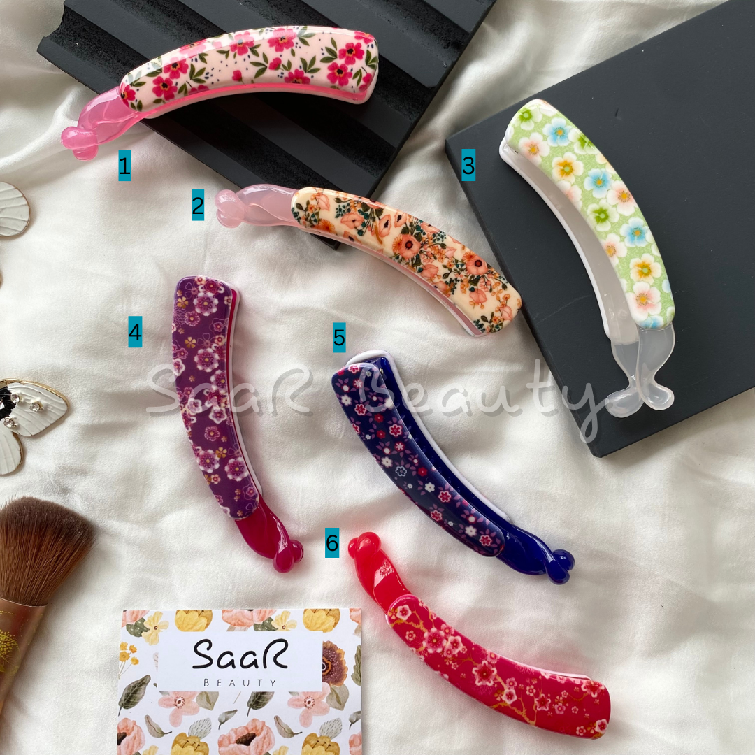 SUMMER FLORAL PRINT BANANA CLIP CLAW 9CM