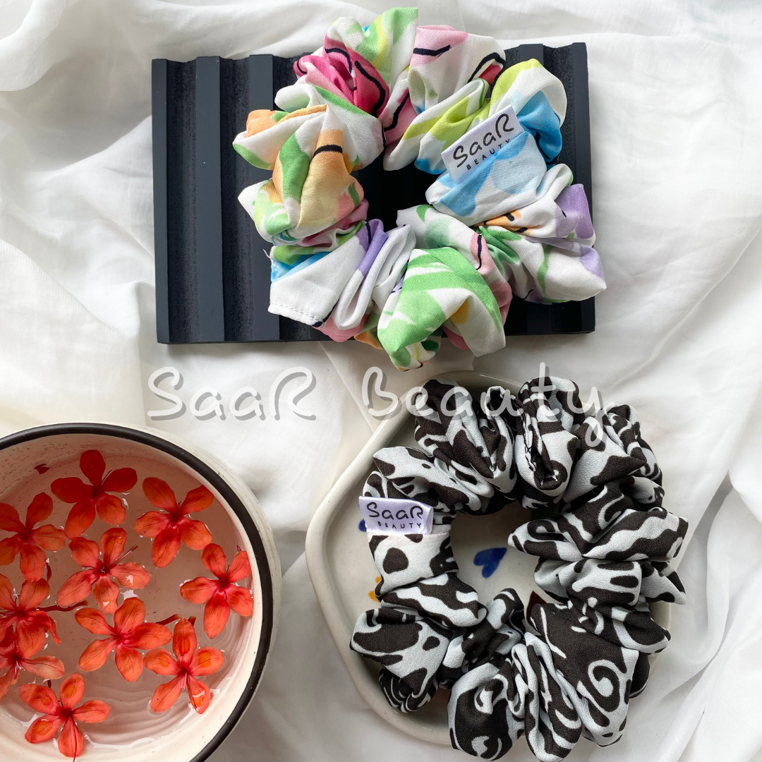 PREMIUM LARGE RAINBOW PRINTED SCRUNCHIES