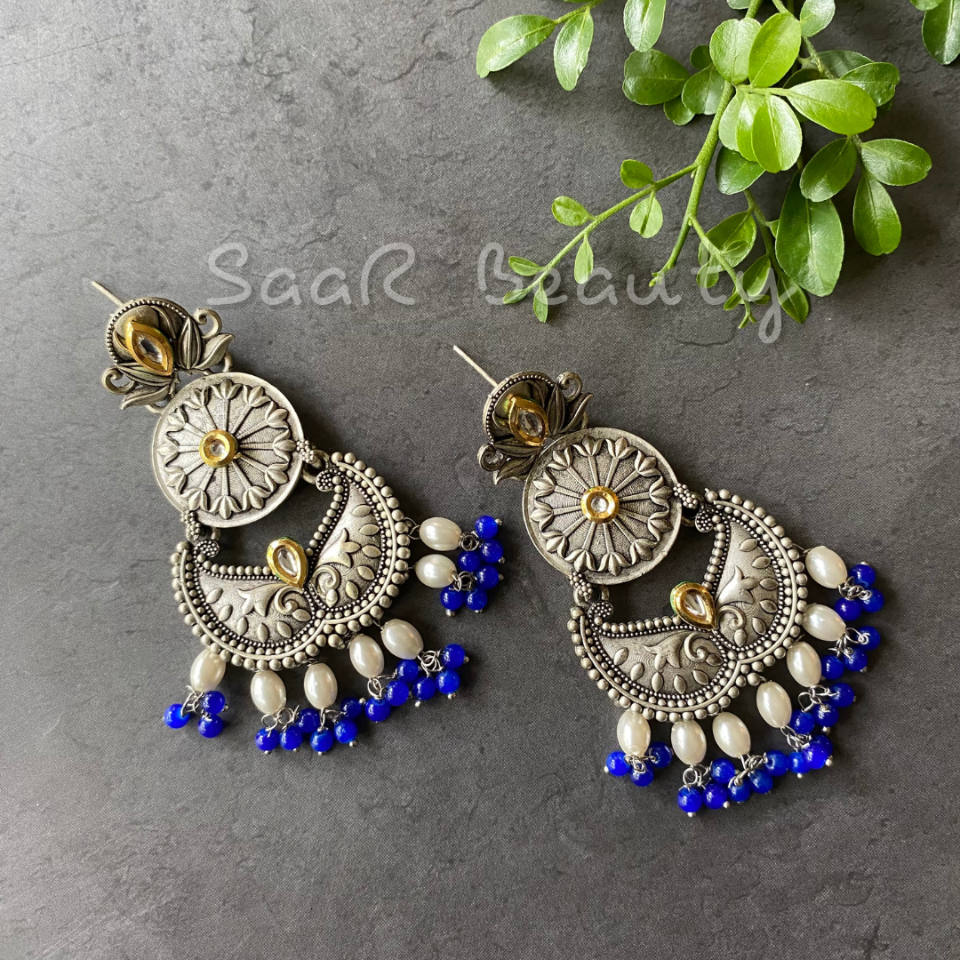 CHANCHALA MEENAKARI EARRINGS - NAVY BLUE
