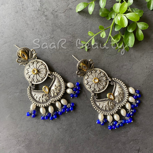 CHANCHALA MEENAKARI EARRINGS - NAVY BLUE