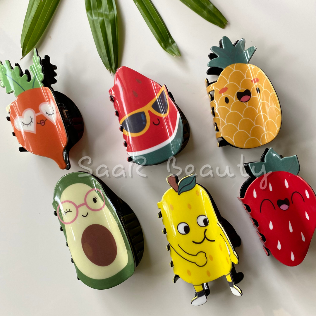 Cute Fruit-Themed Korean Hair Claw Clips for Kids | Fun &amp; Adorable Claw Clutchers for Stylish Hairdos LARGE CARTOON CUT CLAW CLUTCHER