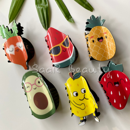 Cute Fruit-Themed Korean Hair Claw Clips for Kids | Fun & Adorable Claw Clutchers for Stylish Hairdos LARGE CARTOON CUT CLAW CLUTCHER