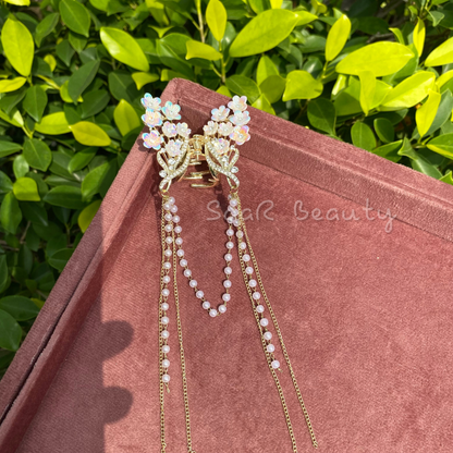 Elegant Butterfly Metal Claw Clutcher - Medium Size with Tassel, High-Quality Imported