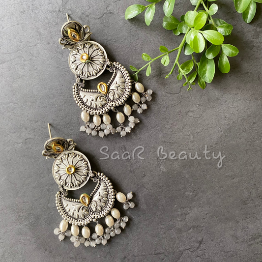 CHANCHALA MEENAKARI EARRINGS - GRAY