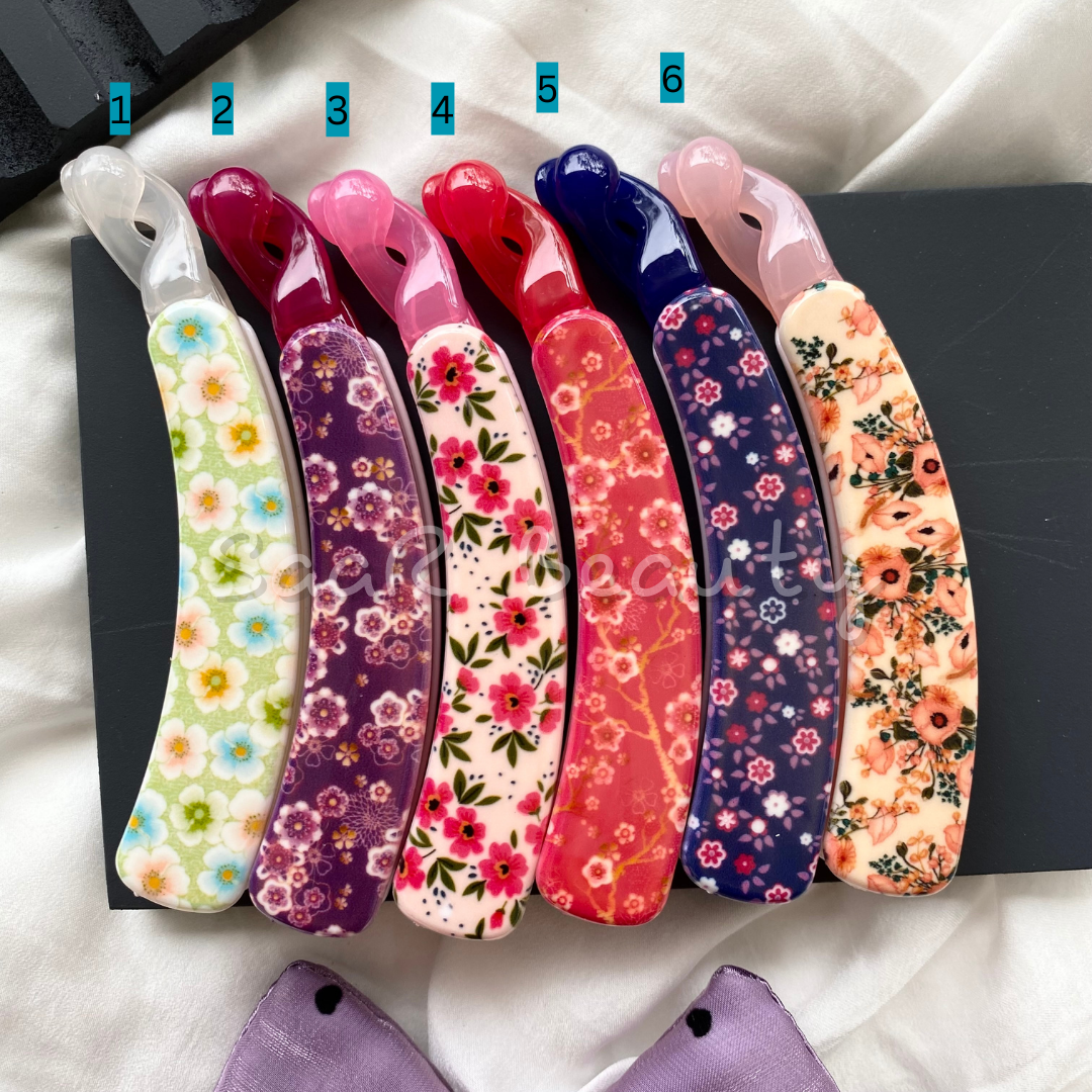 SUMMER FLORAL PRINT BANANA CLIP CLAW 11CM