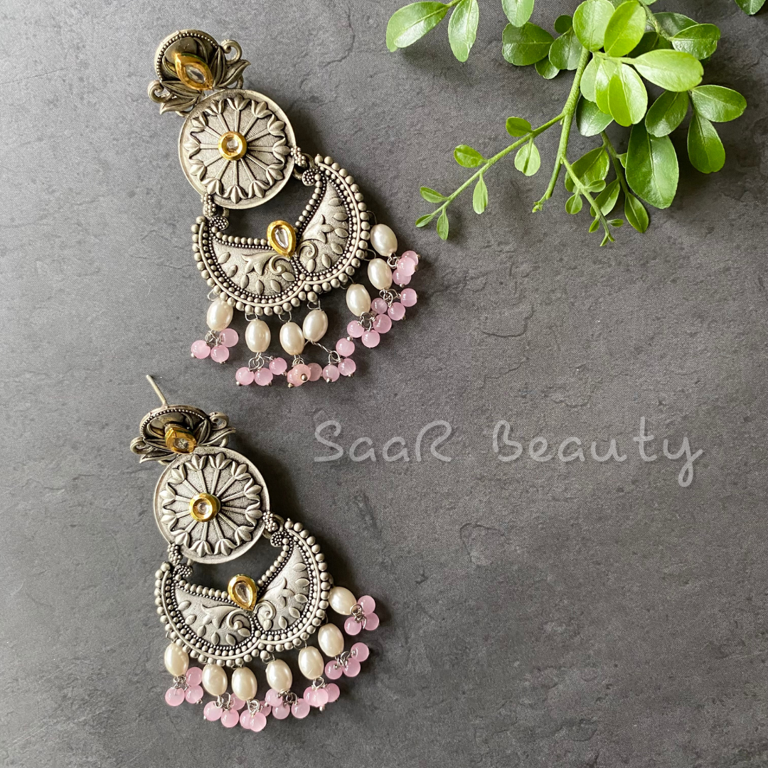 CHANCHALA MEENAKARI EARRINGS - BABY PINK