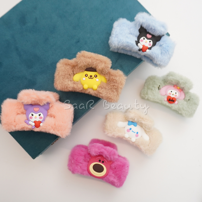 Shop SaaR Beauty’s adorable fur claw clips with cartoon charms! Perfect for thick, thin, and long hair, these colorful hair accessories add fun and style to your look.