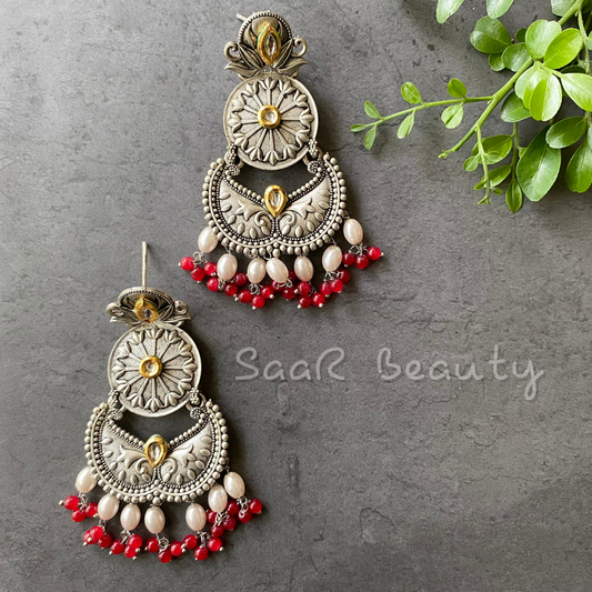 CHANCHALA MEENAKARI EARRINGS - RED