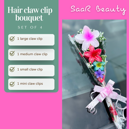 Anniversary Surprise Flower Claw Clip Gift Set – Compact Hair Accessory Bouquet by SaaR Beauty – 4 Elegant Hair Clutchers
